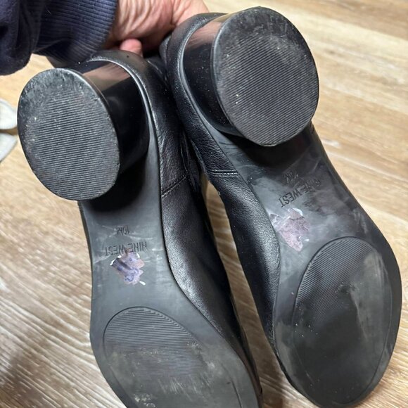 Nine West Icelando Black Leather Pull On Ankle Boots Women Size 10 - Picture 4 of 7